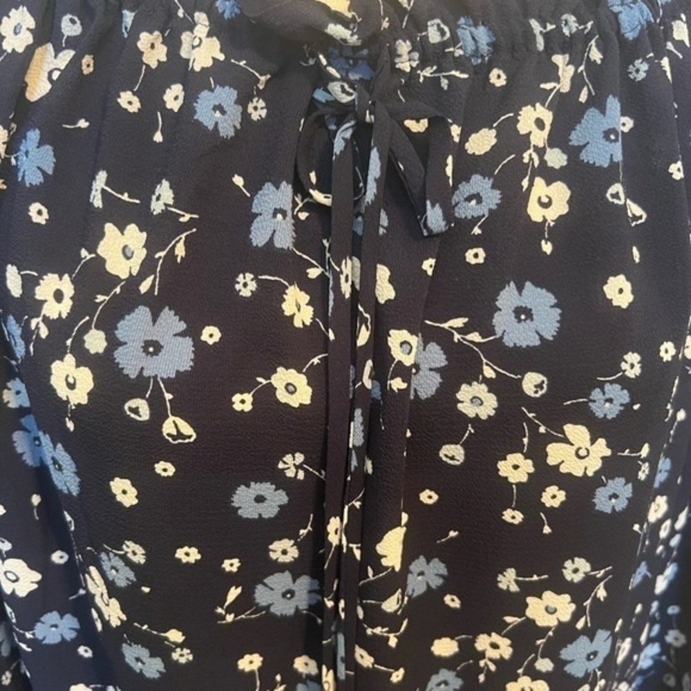 Michael Kors Navy Dress with Blue and Cream Floral Print